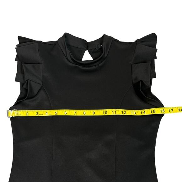 Leola Couture Dress Womens Size S Black Cutout Ruffle Classic Feminine Party LBD - Picture 6 of 10